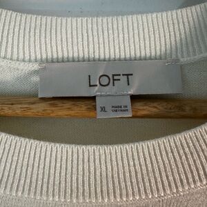 Women’s Loft Cream and Navy Striped sweater Size XL